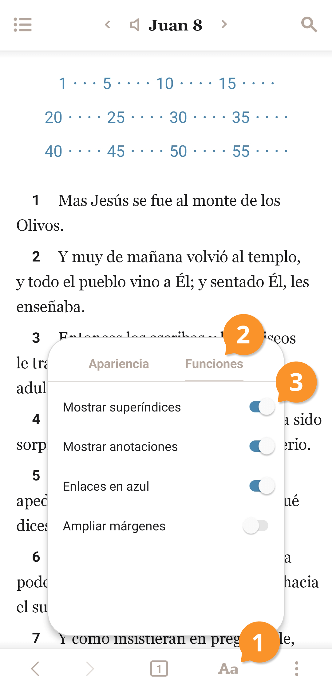 Activar y desactivar las notas de pie de página y las referencias paralelas