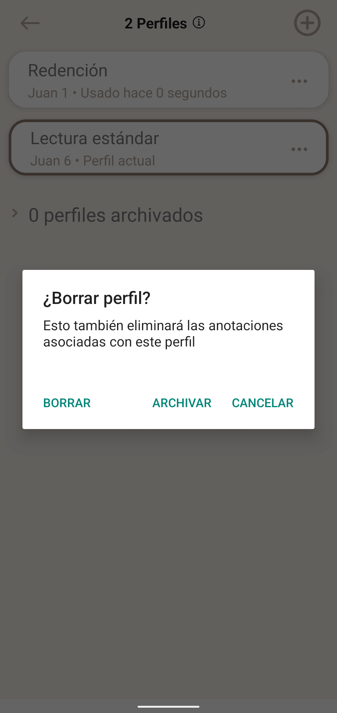 Borrar un perfil